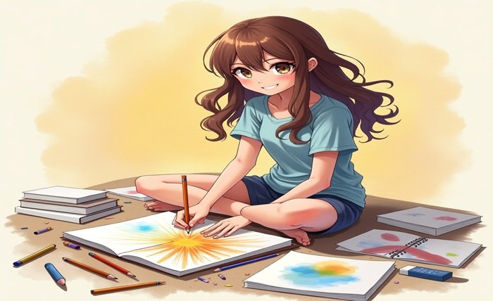 anime girl drawing