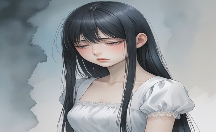 sad anime girl